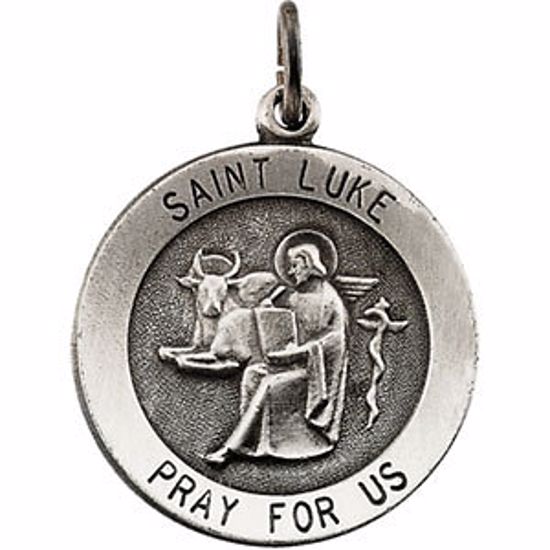 R16318:129623:P Sterling Silver 22mm Round St. Luke Medal