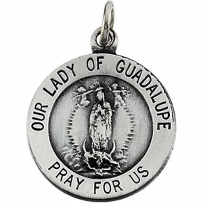 R5042:129644:P Sterling Silver 15mm Round Our Lady of Guadalupe Medal