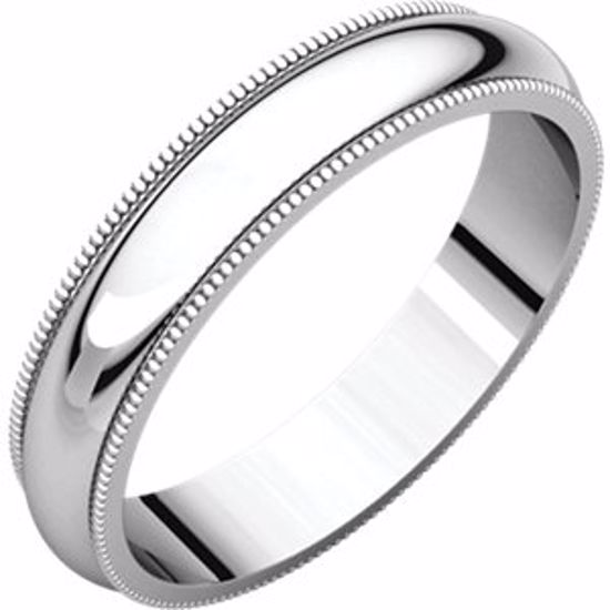 MG11:149902:P 10kt White 4mm Milgrain Band