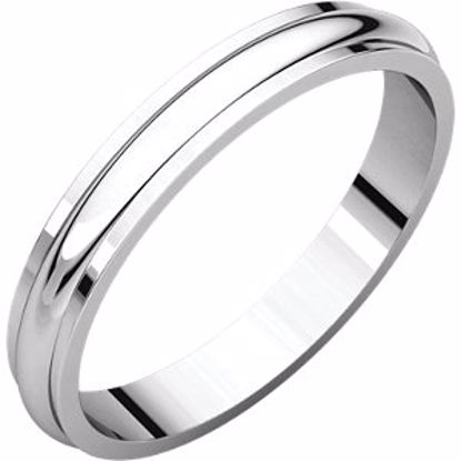 HRE7:149330:P 10kt White 3mm Half Round Edge Band