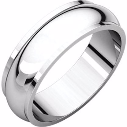 HRE10:149367:P 10kt White 6mm Half Round Edge Band