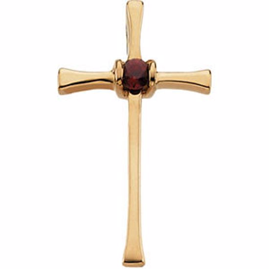 R80069R:163758:P 14kt Yellow Ruby Cross Pendant