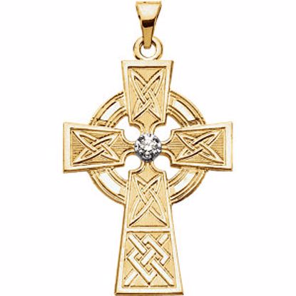 R41073:163590:P 14kt Yellow .06 CTW Diamond Cross Pendant