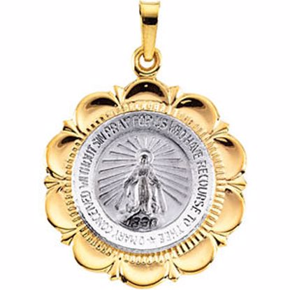 R41319:163604:P 14kt White/Yellow 25x21mm Miraculous Medal