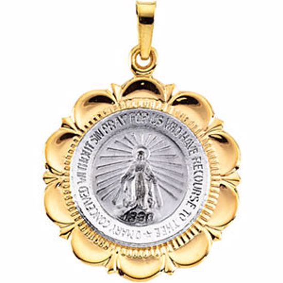 R41319:163604:P 14kt White/Yellow 25x21mm Miraculous Medal