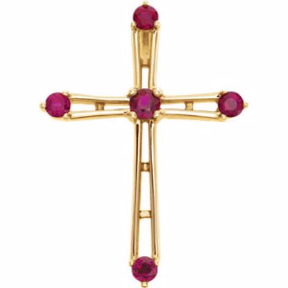 R80073R:163751:P 14kt Yellow Ruby Cross Pendant