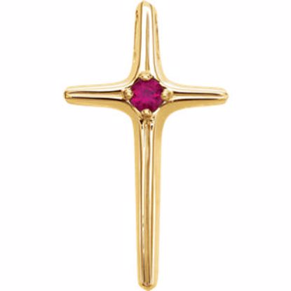 R80067R:163743:P 14kt Yellow Ruby Cross Pendant