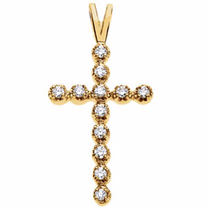 R41013D:163737:P 14kt Yellow .18 CTW Diamond Cross Pendant