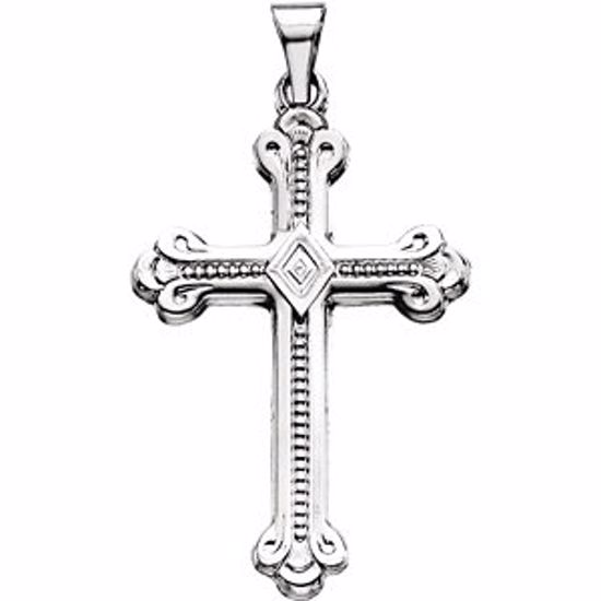 R16210:164153:P 14kt White 32x22mm Cross Pendant