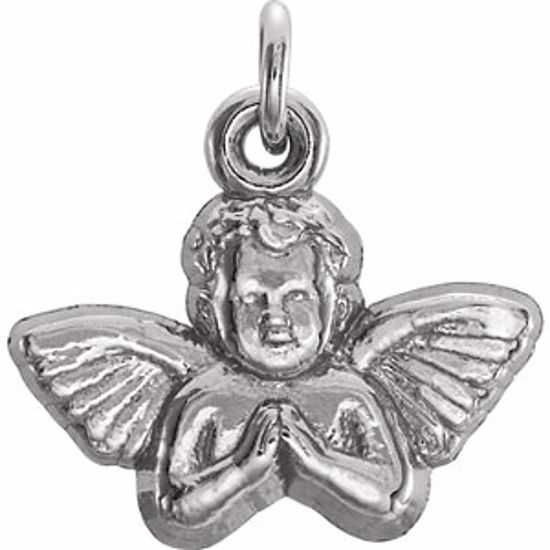 R6500:164362:P 14kt White 11x12mm Angel Baby Pendant