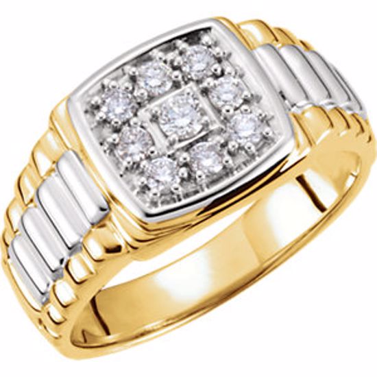 60655:209235:P 14kt White & Yellow 3/8 CTW Diamond Men's Ring