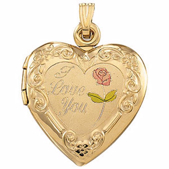 21821:240979:P Tri-Color Heart Locket with "I Love You"