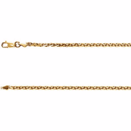 CH521:242119:P 14kt Yellow 2mm Diamond Cut Wheat 24" Chain
