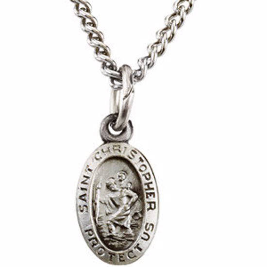 R5023:304582:P Sterling Silver 8.75x5.75mm Oval St. Christopher Medal