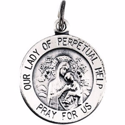 R5050:304681:P Sterling Silver 14.75mm Round Our Lady of Perpetual Help 18" Necklace