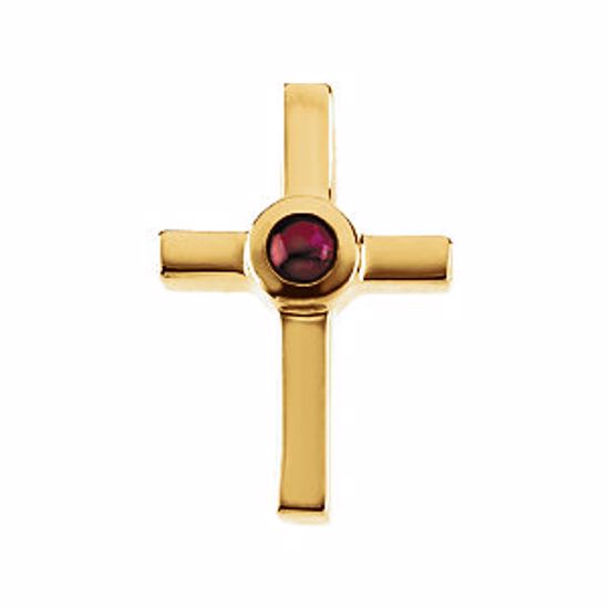 R41196R:298080:P 14kt Yellow Ruby Cross Pendant