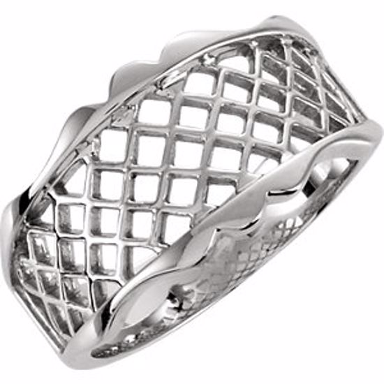 5179:6334:P 14kt White Lattice Design Band