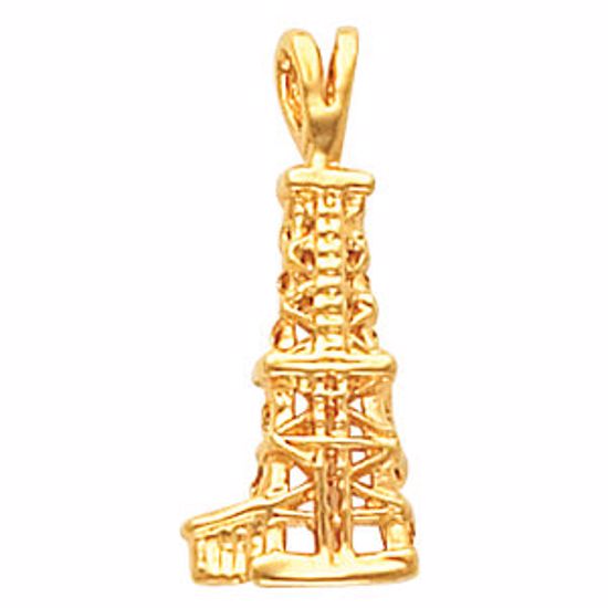 8128:7957:P 14kt Yellow Oil Derrick Pendant with Open Back