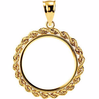 CF14R:10361:P 14kt Yellow 21.5x1.5mm Tab Back Solid Rope Coin Frame Pendant for U.S. $5.00 