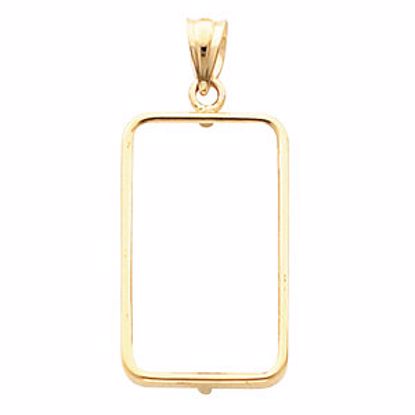 CF18L:10687:P 14kt Yellow 22x13x.75mm Tab Back Coin Frame Pendant for 2.5 Gram Credit Suisse 