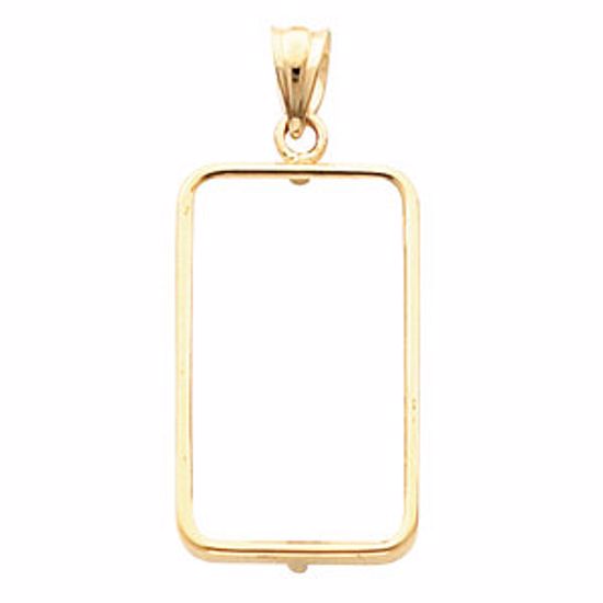 CF18L:10687:P 14kt Yellow 22x13x.75mm Tab Back Coin Frame Pendant for 2.5 Gram Credit Suisse 