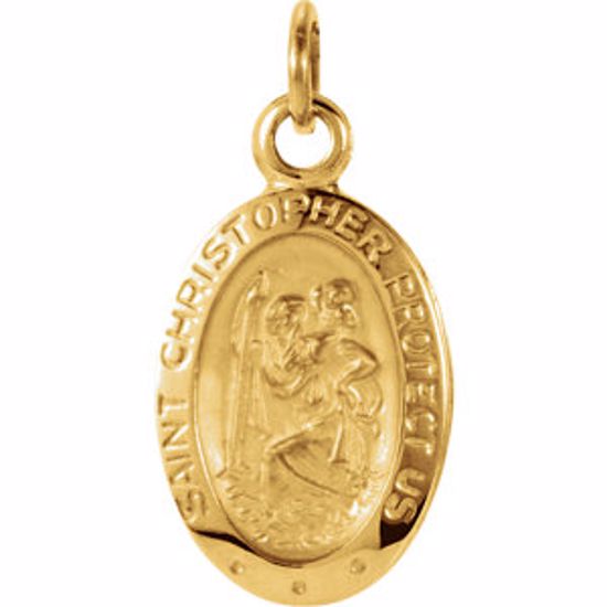 R5023:63213:P 14kt Yellow 12.25x8.75mm Oval St. Christopher Medal