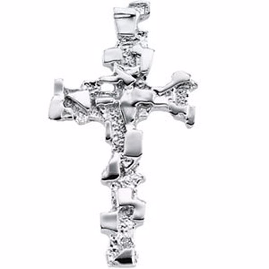 R8294:63414:P 14kt White 38x22mm Cross Pendant