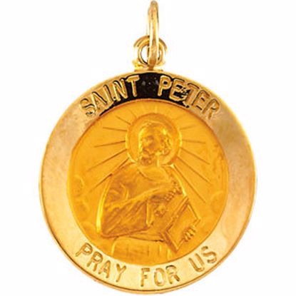 R16320:66789:P 14kt Yellow 18mm Round St.Peter Medal