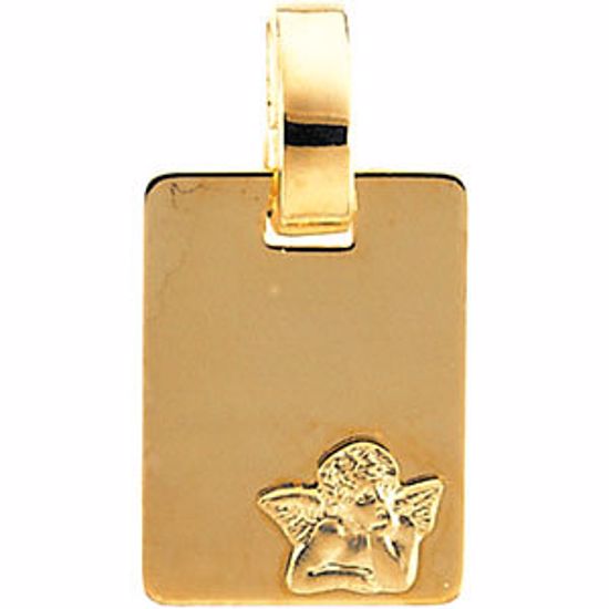 R16482:104031:P 14kt Yellow 12x9mm Rectangle Angel Medal