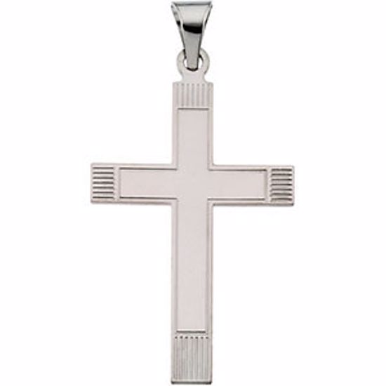 R4003:123058:P 14kt White 28x18mm Cross Pendant