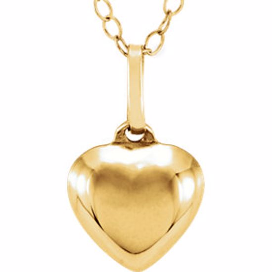 19510:124328:P 14kt Yellow Puffed Heart Youth Pendant