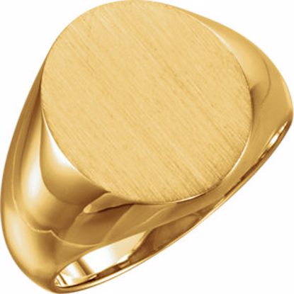 9600:123828:P 10kt Yellow 16x14mm Men's Signet Ring with Brush Finish