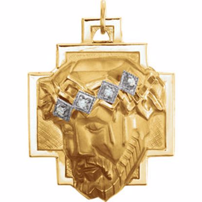 R16930:129558:P 14kt Yellow 25x22.5mm Face of Jesus Pendant