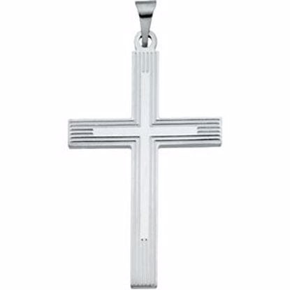 R16155:129359:P 14kt White 32x21mm Cross Pendant