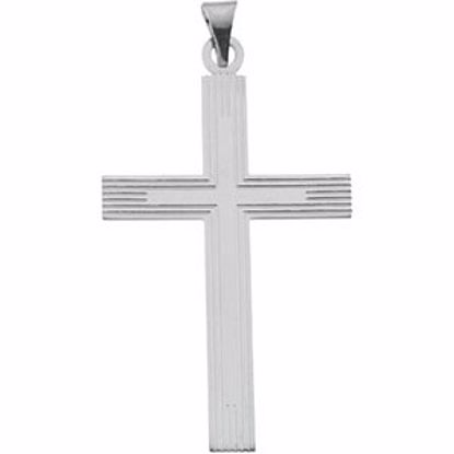 R16162:130199:P 14kt White 39x25mm Cross Pendant with Design