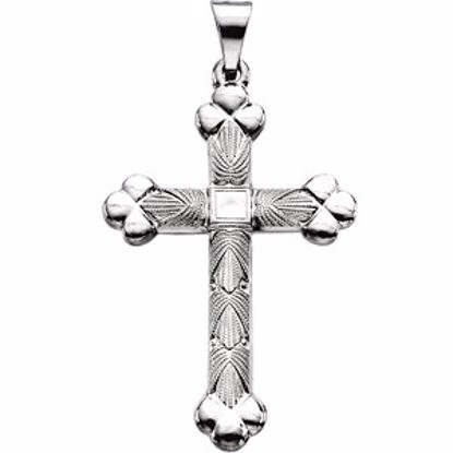 R16212:164168:P 14kt White 32x22mm Cross Pendant