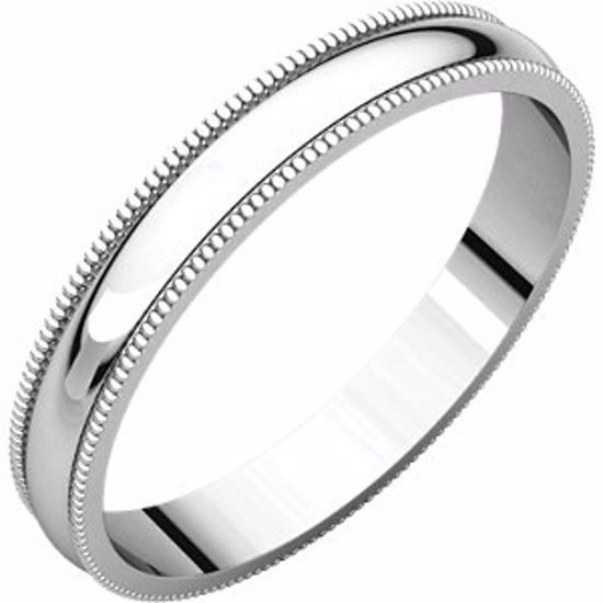 MGL11:145517:P 10kt White 3mm Light Milgrain Band