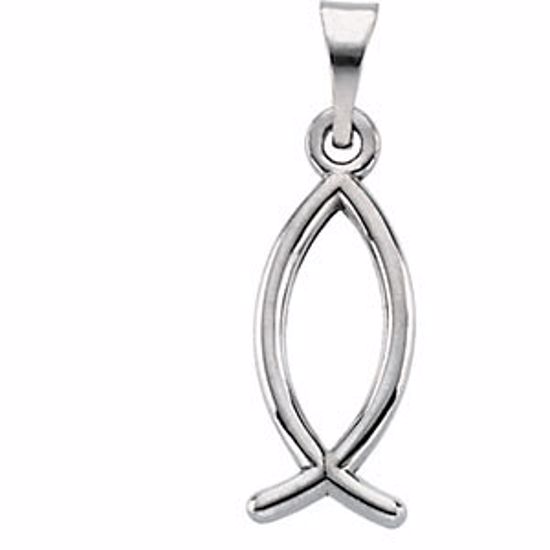 R16994:167248:P 14kt White 16x7mm Ichthus (Fish) Pendant