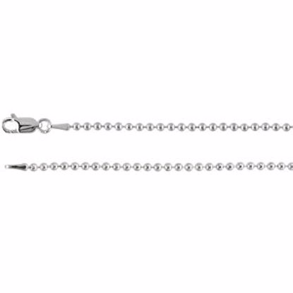 CH437:240095:P Sterling Silver 2mm Bead 7" Chain
