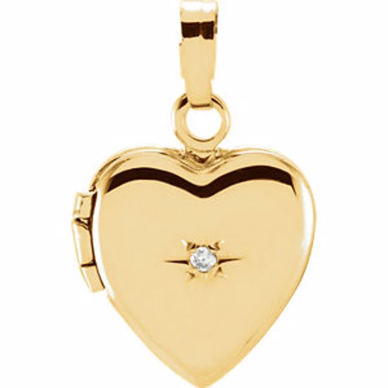 21834:240992:P 14kt Yellow .005 CTW Diamond Heart Shaped Locket