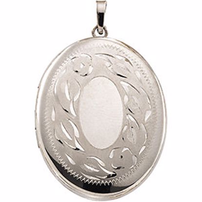 21823:240981:P 14kt White Oval Shaped Locket