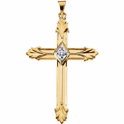 R41115:243043:P 14kt Yellow 37.5x25.5mm Diamond Cross Pendant