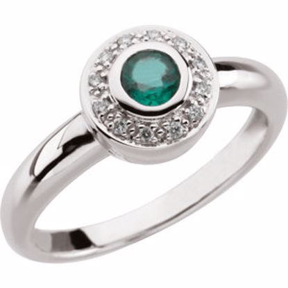 61539:261828:P 14kt White Emerald & .06 CTW Diamond Ring