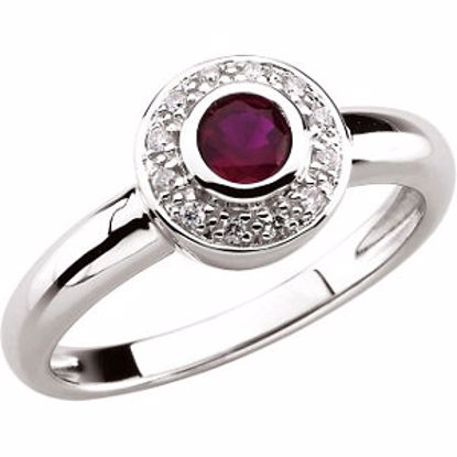 61532:261822:P 14kt White Ruby & .06 CTW Diamond Ring