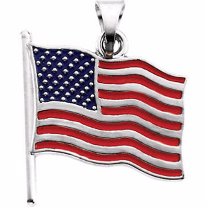 R41373:250594:P 14kt White Enameled American Flag Pendant