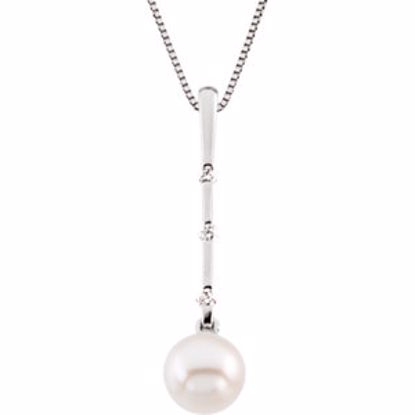 62788:276551:P 14kt White 7.5mm Freshwater Cultured Pearl & .09 CTW Diamond Necklace