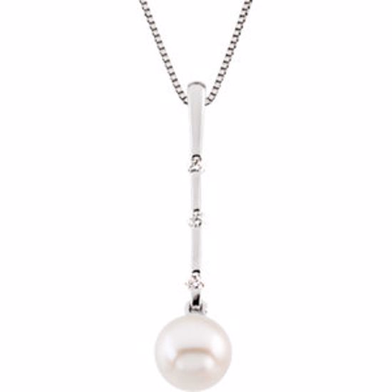 62788:276551:P 14kt White 7.5mm Freshwater Cultured Pearl & .09 CTW Diamond Necklace