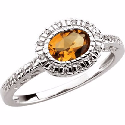 63565:297514:P 14kt White Citrine & 1/10 CT tw Diamond Ring