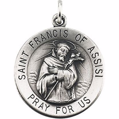 R16315:304446:P Sterling Silver 18mm Round St. Francis of Assisi Medal