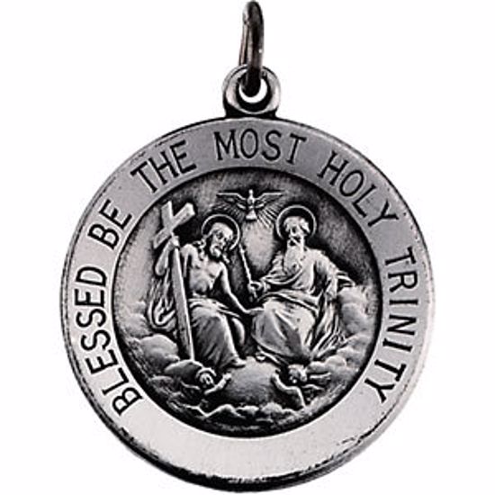 R16339:304649:P Sterling Silver 18.25mm Round Holy Trinity Medal